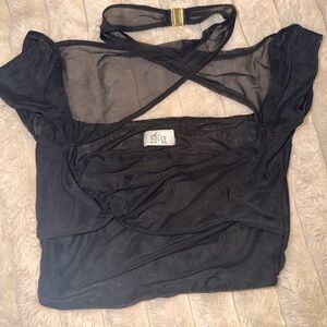 Oh Polly Black Sheer Women's Blouse